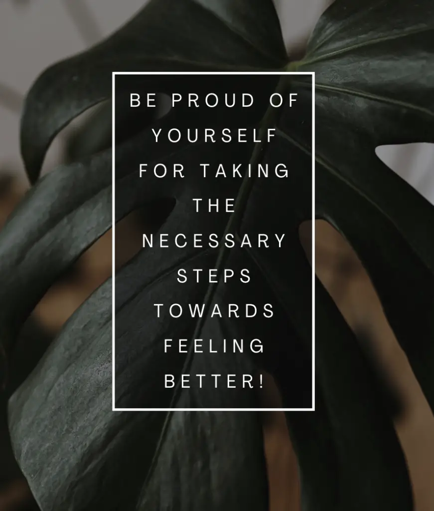 be proud of yourself for taking the necessary steps towards feeling better